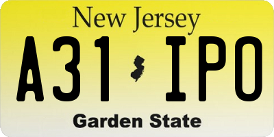 NJ license plate A31IPO