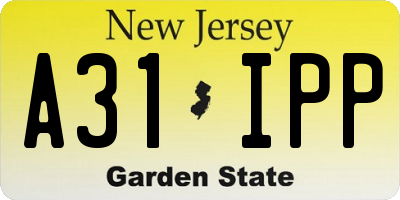 NJ license plate A31IPP