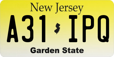 NJ license plate A31IPQ