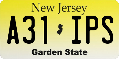 NJ license plate A31IPS