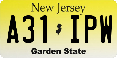 NJ license plate A31IPW
