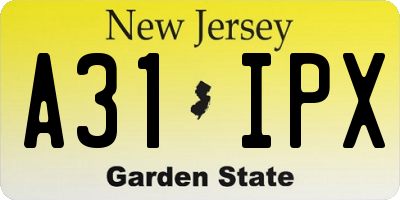 NJ license plate A31IPX