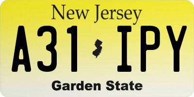 NJ license plate A31IPY