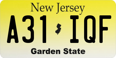 NJ license plate A31IQF