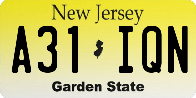 NJ license plate A31IQN