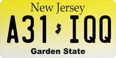 NJ license plate A31IQQ