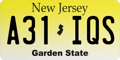 NJ license plate A31IQS