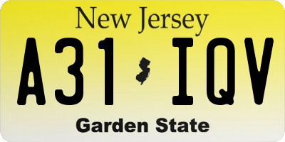 NJ license plate A31IQV
