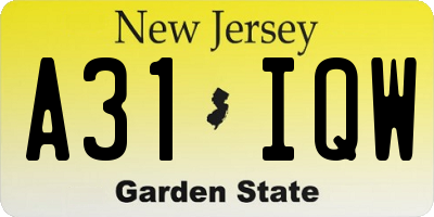 NJ license plate A31IQW
