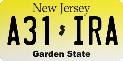 NJ license plate A31IRA