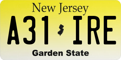 NJ license plate A31IRE