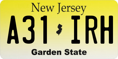 NJ license plate A31IRH