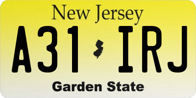 NJ license plate A31IRJ