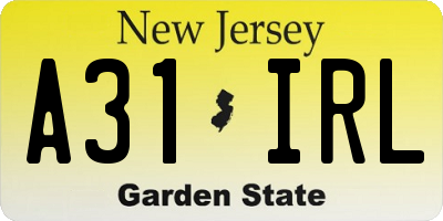 NJ license plate A31IRL