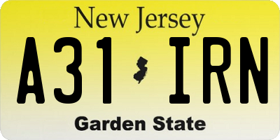 NJ license plate A31IRN