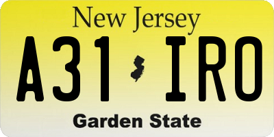 NJ license plate A31IRO