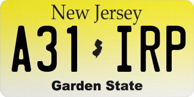 NJ license plate A31IRP