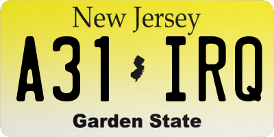 NJ license plate A31IRQ