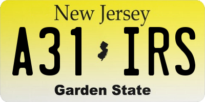 NJ license plate A31IRS