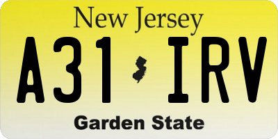 NJ license plate A31IRV