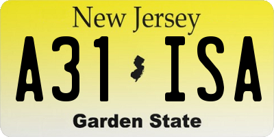 NJ license plate A31ISA