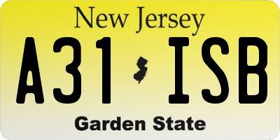NJ license plate A31ISB