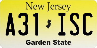 NJ license plate A31ISC