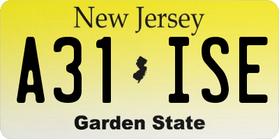 NJ license plate A31ISE