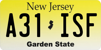 NJ license plate A31ISF