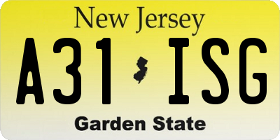 NJ license plate A31ISG