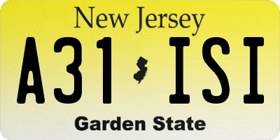 NJ license plate A31ISI