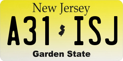 NJ license plate A31ISJ