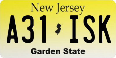 NJ license plate A31ISK