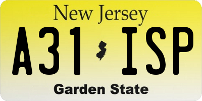 NJ license plate A31ISP