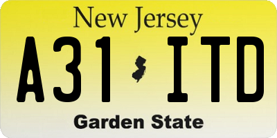NJ license plate A31ITD
