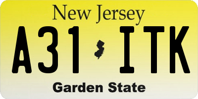NJ license plate A31ITK
