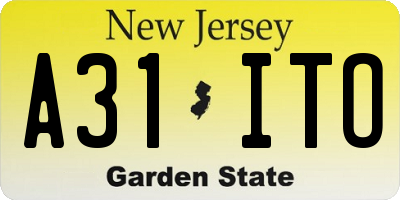 NJ license plate A31ITO