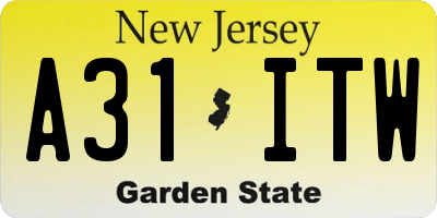 NJ license plate A31ITW