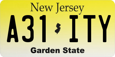 NJ license plate A31ITY