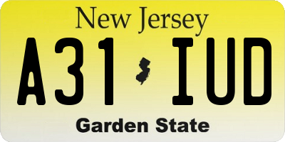 NJ license plate A31IUD
