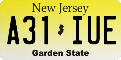 NJ license plate A31IUE