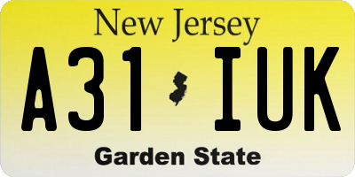 NJ license plate A31IUK