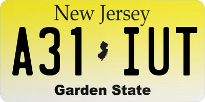 NJ license plate A31IUT