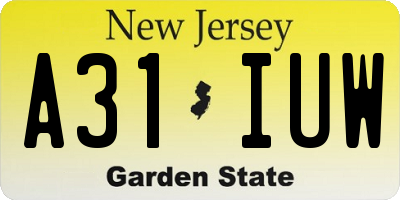 NJ license plate A31IUW