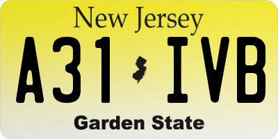 NJ license plate A31IVB