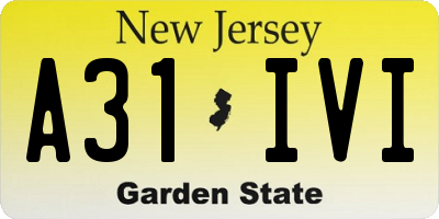 NJ license plate A31IVI