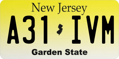 NJ license plate A31IVM