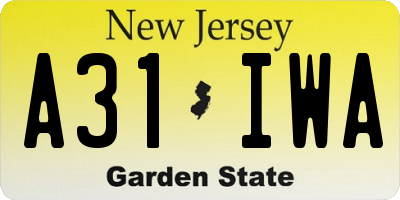 NJ license plate A31IWA