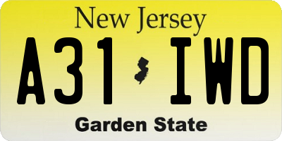NJ license plate A31IWD