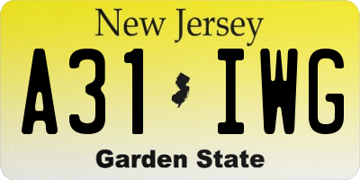 NJ license plate A31IWG